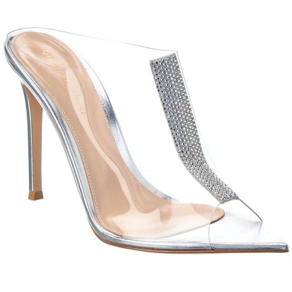 NWT Gianvito Rossi Sigma Crystal embellished PVC mules Stiletto Heels $1095 - Picture 8 of 11